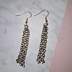 Gold Tassell Chain Dangle Earrings